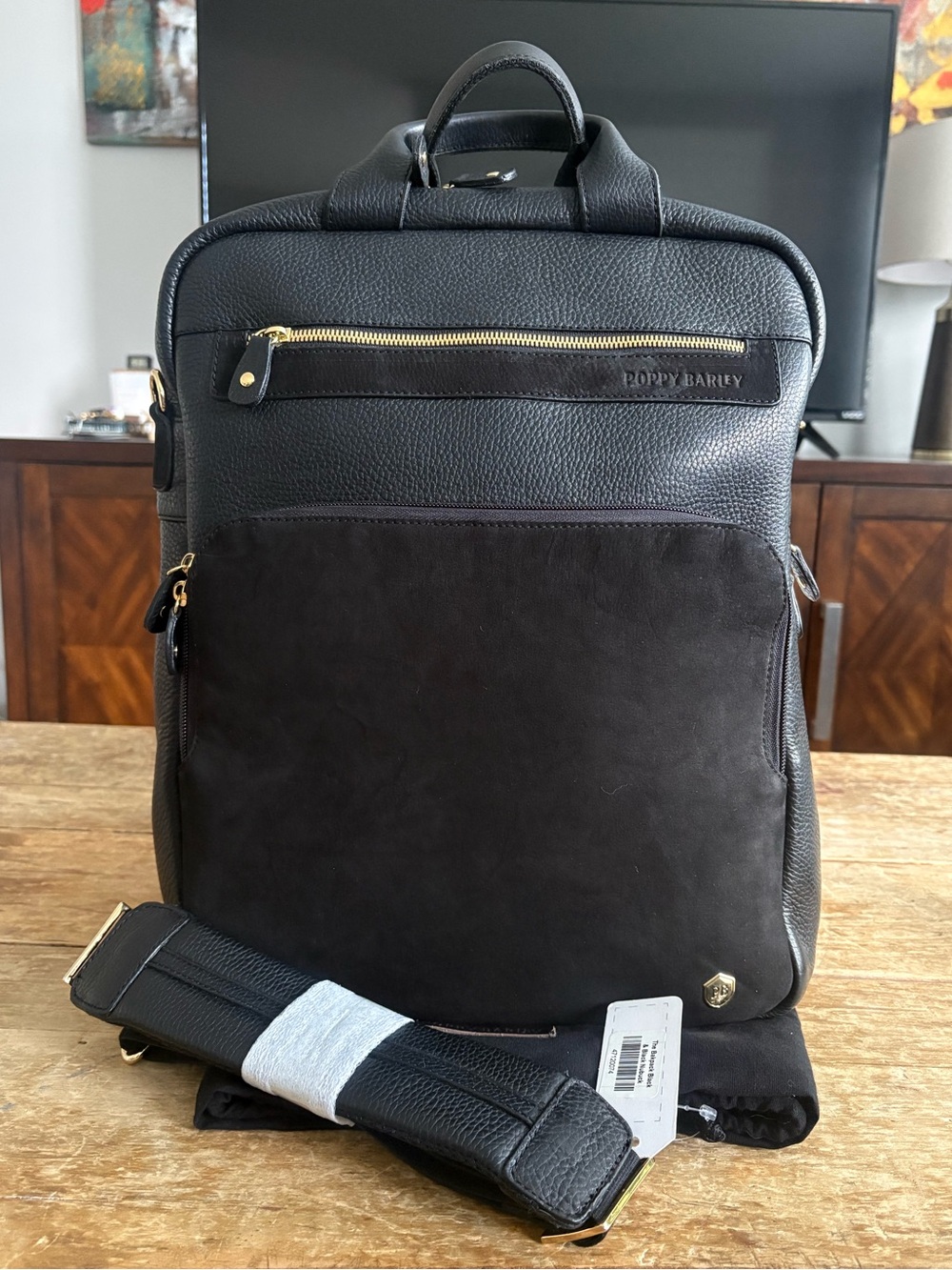 Poppy Barley The Backpack – Black Leather & Nubuck – Like New